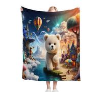Fotmung Throw Blankets Kids 100x130 cm Colourful Bear, 3D Super Soft Blanket Flannel Throws 130 x 100 cm for All Season, Microfiber Warm Flannel Bed Blanket for Kids Boy Girl R19
