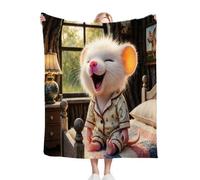 Fotmung Throw Blankets Kids 100x130 cm Grey Mouse, 3D Super Soft Blanket Flannel Throws 130 x 100 cm for All Season, Microfiber Warm Flannel Bed Blanket for Kids Boy Girl R5