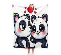 Fotmung Throw Blankets Kids 100x130 cm Heart Panda, 3D Super Soft Blanket Flannel Throws 130 x 100 cm for All Season, Microfiber Warm Flannel Bed Blanket for Kids Boy Girl R57