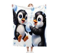 Fotmung Throw Blankets Kids 100x130 cm Penguin, 3D Super Soft Blanket Flannel Throws 130 x 100 cm for All Season, Microfiber Warm Flannel Bed Blanket for Kids Boy Girl R353