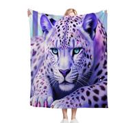 Fotmung Throw Blankets Kids 100x130 cm Purple Leopard, 3D Super Soft Blanket Flannel Throws 130 x 100 cm for All Season, Microfiber Warm Flannel Bed Blanket for Kids Boy Girl R313