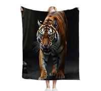 Fotmung Throw Blankets Kids 100x130 cm Tiger Yellow, 3D Super Soft Blanket Flannel Throws 130 x 100 cm for All Season, Microfiber Warm Flannel Bed Blanket for Kids Boy Girl A175