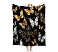 Fotmung Throw Blankets Kids 100x130 cm Yellow Butterfly, 3D Super Soft Blanket Flannel Throws 130 x 100 cm for All Season, Microfiber Warm Flannel Bed Blanket for Kids Boy Girl D1