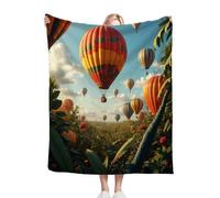 Fotmung Throw Blankets Kids 100x130 cm Yellow Hot Air Balloon, 3D Super Soft Blanket Flannel Throws 130 x 100 cm for All Season, Microfiber Warm Flannel Bed Blanket for Kids Boy Girl A283
