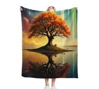 Fotmung Throw Blankets Kids 100x130 cm Yellow Tree, 3D Super Soft Blanket Flannel Throws 130 x 100 cm for All Season, Microfiber Warm Flannel Bed Blanket for Kids Boy Girl A48