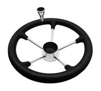 FOTN 15-1/2 Inch 5 Spoke Boat Marine Steering Wheel, Destroyer Steering Wheel With Foam Grip For Ship Pontoon Yacht Fishing Boat, Black