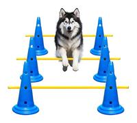 FOTN Dog Agility Hurdle Cone Set Dog Agility Course Backyard Set Include 6 Agility Cones 3 Agility Rods Dog Agility Training Equipment Height Adjustable Obstacle with Storage Bag