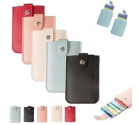 FOTN Pull-Out Credit Card Organizer, Snap Closure Leather Organizer Pouch, Small Slim Portable Card Holder, Personalized Stackable Business Card Holde, Slim Mint Wallet, One Color, 5Pcs-Mix