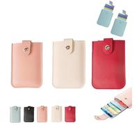 FOTN Pull-Out Credit Card Organizer, Snap Closure Leather Organizer Pouch, Small Slim Portable Card Holder, Personalized Stackable Business Card Holde, Slim Mint Wallet, One Color, 3pcs-F