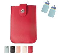 FOTN Pull-Out Credit Card Organizer, Snap Closure Leather Organizer Pouch, Small Slim Portable Card Holder, Personalized Stackable Business Card Holde, Slim Mint Wallet, One Color, Red