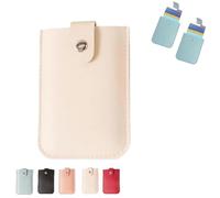 FOTN Pull-Out Credit Card Organizer, Snap Closure Leather Organizer Pouch, Small Slim Portable Card Holder, Personalized Stackable Business Card Holde, Slim Mint Wallet, One Color, White