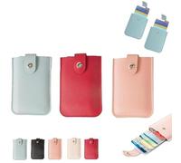 FOTN Pull-Out Credit Card Organizer, Snap Closure Leather Organizer Pouch, Small Slim Portable Card Holder, Personalized Stackable Business Card Holde, Slim Mint Wallet, One Color, 3pcs-D