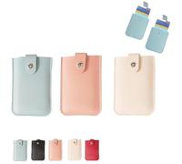 FOTN Pull-Out Credit Card Organizer, Snap Closure Leather Organizer Pouch, Small Slim Portable Card Holder, Personalized Stackable Business Card Holde, Slim Mint Wallet, One Color, 3pcs-A