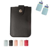 FOTN Pull-Out Credit Card Organizer, Snap Closure Leather Organizer Pouch, Small Slim Portable Card Holder, Personalized Stackable Business Card Holde, Slim Mint Wallet, One Color, Black