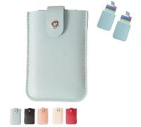 FOTN Pull-Out Credit Card Organizer, Snap Closure Leather Organizer Pouch, Small Slim Portable Card Holder, Personalized Stackable Business Card Holde, Slim Mint Wallet, One Color, Blue