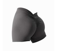 FOTN V-Back Ruched Shorts,Workout Scrunch Shorts Women,High Waisted Seamless Shorts,Seamless Yoga Biker Shorts(Gray,Small)
