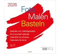 Foto-Malen-Basteln Bastelkalender weiß groß 2026: Fotokalender zum Selbstgestalten. Bastelkalender mit festem Fotokarton. Do-it-yourself Kalender Format: 45,5 x 48 cm
