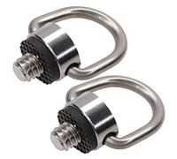 Foto&Tech Stainless Steel 1/4"-20 Rubber Padded D Ring Screw, D-Shaped Ring Camera Sling Screw for Shoulder Straps, Wrist Straps, Selfie Sticks, Gimbals (2 Pieces, Gray)