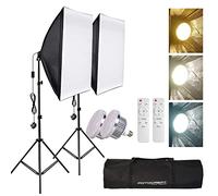 FOTOCREAT Softbox Photography Lighting Kit 20"X28" Professional Continuous Lighting Equipment Photo Studio Photography Set with E27 Socket 5700K LED Bulbs for Portraits and Video Product Shooting