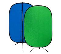 Fotodiox Pro Collapsible Background Kit - 48x72in (4x6ft) Chromakey Green/Chromakey Blue 2-in-1 Background Panel with 2.1m Stand, 48x72-BG-Kit