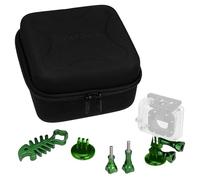 Fotodiox Pro GoTough CamCase Double, Green Kit - GoTough Carrying Case & Aluminum Metal Accessories for Two GoPro Cameras; fits GoPro Hero