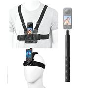 Fotoleey Chest Mount kit for Insta360 X5/X4/X3, Including Selfie Stick, Chest Harness Strap, Head Mount Strap, Compatible with GoPro Hero13/12/11, DJI Osmo Action
