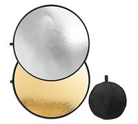 Fotopro 24 Inch 60cm Photography Reflector 2 in 1 Collapsible Multi Disc with Bag Light Reflector for Studio Photography Lighting and Outdoor Shooting Silver Gold