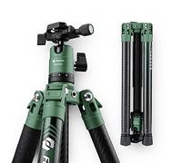 Fotopro 60 Inch Carbon Fibre Travel Camera Tripod with 360 Ball Head 1/4 Quick Release Plate Lightweight Professional Tripod for DSLR SLR Mirrorless Camera Fold Size 14.2 Inch Max Loads 10kg Green
