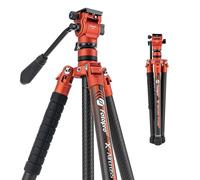 Fotopro 62 Inch Carbon Fiber Tripod 2.3lbs Ultralight Portable Travel Video Tripod for Camera DSLR Lightweight Load up to 22lbs X-Aircross 3 Video Orange