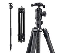 Fotopro 64'' Carbon Fiber Tripod, Compact Travel Tripod for DSLR Camera, with Ballhead Quick Release Plate Carry Bag, with Detachable Monopod, Max Load 10kg. Sherpa Series (black, 64 inch)