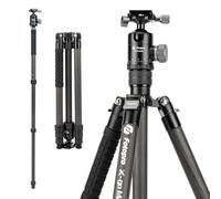 Fotopro 68" Carbon Fiber Tripod for Camera Compact Travel Tripod with Ball Head, Detachable Monopod with Quick Release Plate and Carry Bag Load up to 26lbs/12KG X-go Max E2 Black