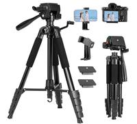 Fotopro 69'' Camera Tripod for Canon Nikon Sony, Camera Stand with Detachable 3-Way Head Phone Holder and Carry Bag Lightweight Portable Travel Tripod for Camera Smartphone
