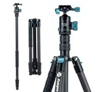 Fotopro 73" Carbon Fiber Tripod for Camera Compact Travel Tripod with Ball Head Detachable Monopod with Quick Release Plate and Camera Bag Load up to 22lbs/10KG X-Go Plus E2 Blue