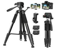 Fotopro 74'' Camera Tripod for Canon Nikon Sony, Aluminum Camera Stand with Detachable 3-Way Head Phone Holder and Carry Bag Lightweight Portable Travel Tripod for Camera Smartphone