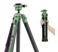 Fotopro Carbon Fiber Tripod 51 Inch 360 Degree Ball Head Quick Release Plate Lightweight Camera Tripod for Travel Tripod Folded Height Only 13.9",Max Loads up to 17.6lbs,Green
