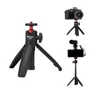 Fotopro Extendable Mini Tripod 360° Rotating Tabletop Tripod with Phone Holder Adapter Handle Selfie Stick Vlog Kits TL-601+SJ-85 Black