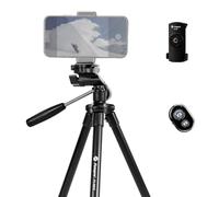 Fotopro Lightweight Phone Tripod with Travel Bag Phone Mount Wireless Remote 360 Rotation Portable Travel Tripod for Camera iPhone Adjustment Height from 115cm Black