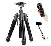 Fotopro Mini Tripod, 60" Lightweight Compact Travel Tripod with 360 Degree Ball Head Phone Mount Detachable Selfie Stick, Max Load up to 8.8 lbs, Grey