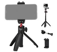 Fotopro Mini Camera Tripod, 360° Rotating Extendable Selfie Stick with Phone Holder, Small Phone Tripod Travel Vlog for iPhone Webcam Camera