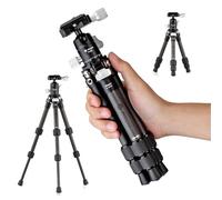 Fotopro Mini Tripod Lightweight Compact Carbon Fibre Tripod with 360° Ball Head QR Plate for DSLR Camera Camcorder for Travel for Desktop P-2 Black
