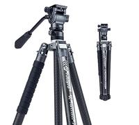 Fotopro X-Aircross 3 Video 62 Inch Lightweight Travel Camera Tripod with Fluid Head 2.35lbs Ultra Light Portable Professional Video Travel Carbon Fiber Tripod for Camera DSLR Load up to 22lbs Grey