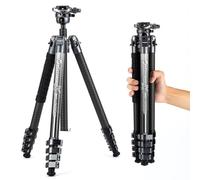 Fotopro X-Airfly 63 Inch Lightweight Travel Camera Tripod with Panoramic Ball Head 2.51lb Expandable Compact Portable Professional Carbon Fiber Tripod for Camera DSLR Load up to 33lb Grey