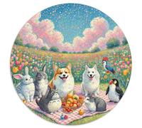 Fotos De Animales 1000 Pieces Group Photo of Animals Jigsaw Puzzle Circular Jigsaw DIY Education Games for Adults Kid 1000pcs (67.5x67.5cm)