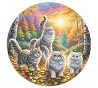Fotos De Animales 1000 Pieces Group Photo of Animals Jigsaw Puzzle Round DIY Education Games for Adults Kid 1000pcs (67.5x67.5cm)