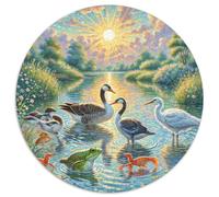Fotos De Animales 1000 Pieces Group Photo of Animals Jigsaw Puzzle Round DIY Irregular for Adults Kid 1000pcs (67.5x67.5cm)