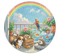 Fotos De Animales 1000 Pieces Group Photo of Animals Jigsaw Puzzle Round DIY Irregular for Adults Kid 1000pcs (67.5x67.5cm)