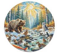 Fotos De Animales 1000 Pieces Group Photo of Animals Jigsaw Puzzle Round DIY Irregular Puzzle Games Women Gifts for Men 1000pcs (67.5x67.5cm)