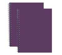 FotoStation 2 Pack | A4 Spiral Notebooks - Elegant Purple Twin Wire Bound Lined Writing Pads, 140 Ruled Pages, 68 GSM Paper, 9mm Line Spacing, Durable Cardboard Covers for School, College & Office