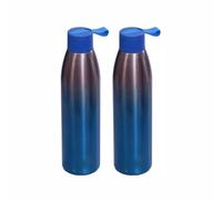 FotoStation 2 x 500 ml Stainless Steel Vacuum Water Bottle | Premium Blue Vacuum Insulated Thermal Flask | Double Wall Insulated Bottle to Keeps Drinks Hot or Cold | BPA-Free Leak-Proof Water Bottles