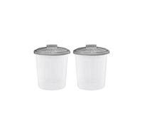 FotoStation 2 X Clear/Cool Grey 8L Litre Fun Bin With Twist Lock Lid Plastic Small Dustbin Waste Bin Storage Organisation For Office Home or Any Room